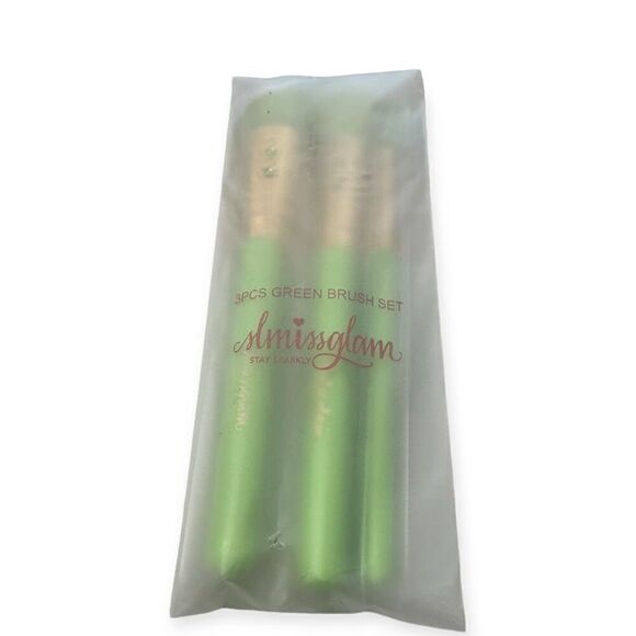 Slmissglam Women's Green 3Pcs Blend Blush Contour Makeup Brush Set NWT - Picture 1 of 3